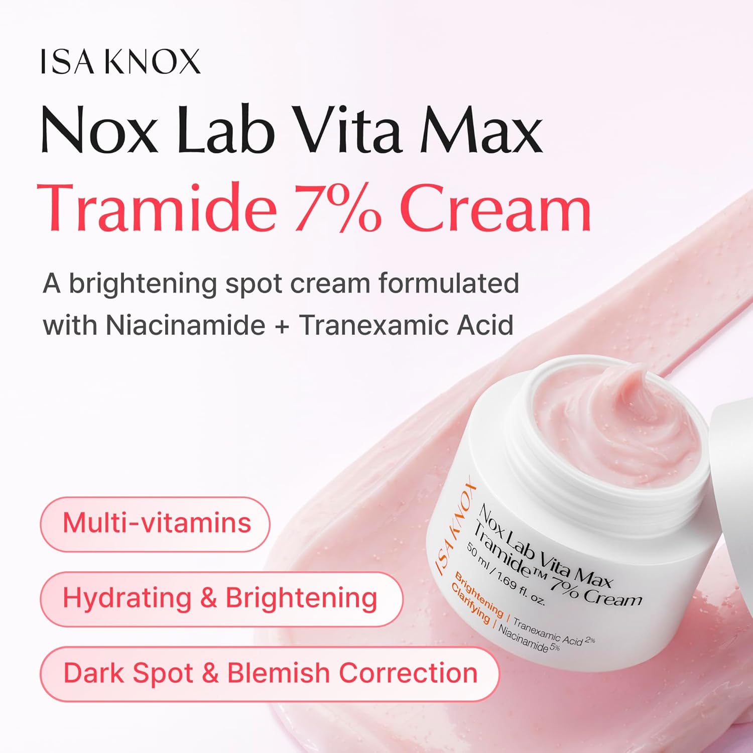 Isa Knox Nox Lab Vita Max Tramide 7% Cream (1.69 fl oz) - Korean Skincare Moisturizing & Tone-Improving Cream with Tramide 7%. Multi-Vitamins, Triple Ceramides & Pink Toning Capsules. - Image 2