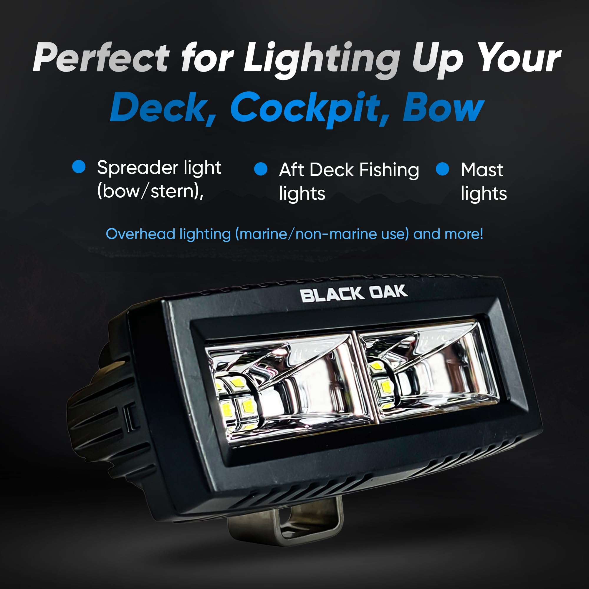 Marine Spreader Light Scene Beam for Deck, Cockpit, Bow - IP69K Rating Wide Marine Led – 40W 120 Degree Throw and 3,120 Raw Lumens (4-Inch, Black).