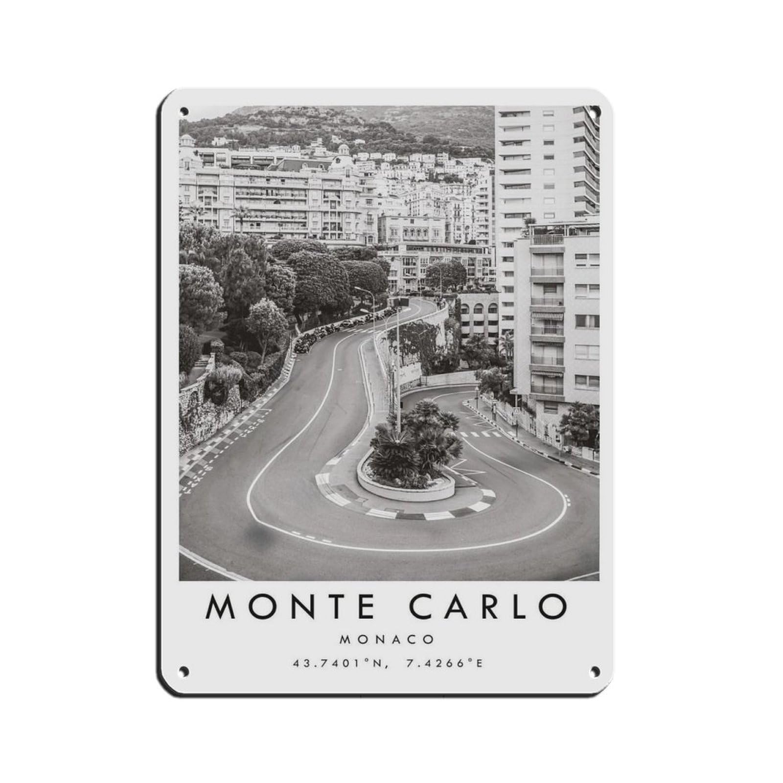 Monte Carlo Travel Poster（24） Tin Sign Vintage Metal Pub Club Cafe Bar Home Wall Art Decoration Poster Retro 12x16inch(30x40cm)