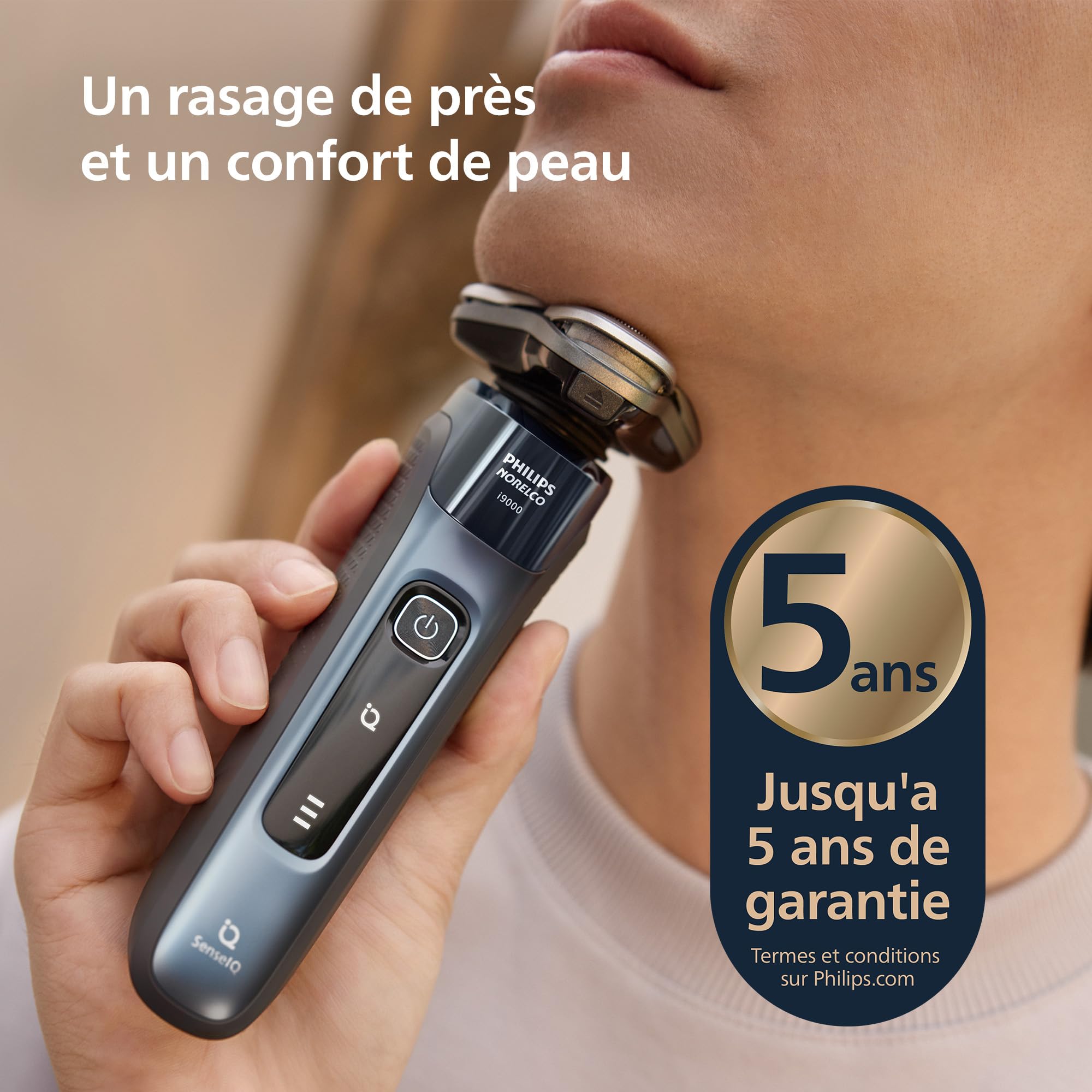 Philips Rasoir i9000, Rasoir électrique sec et humide, Taubenblau, avec technologie Skin IQ, système triple lift & cut, 360 rotatif Dual SteelLames de précision de précision, Pod Quick Clean, X9001/30