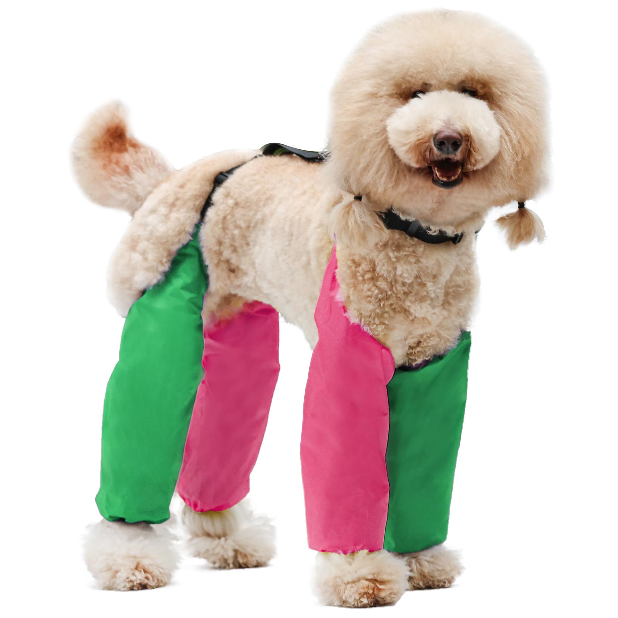 Duuclume Adjustable Dog Leggings, Waterproof Dogs Pets Leg Covering Protector Pants for Small Medium Large Breeds, Dog Recovery Sleeve to Prevent Licking, Pee on Rainy or Snowy Days GreenPink XL