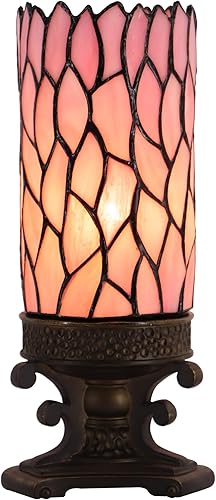 Pequeña lámpara Tiffany Mini lámpara de mesa de vitral, vela de escritorio, luz nocturna, base de resina de bronce, 4 pulgadas de profundidad x 4