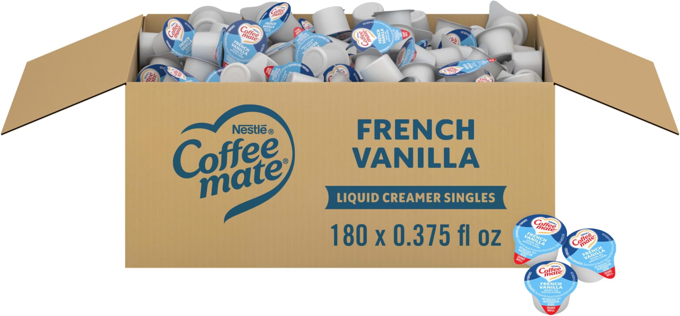 Nestle Coffee mate Coffee Creamer, French Vanilla, Liquid Creamer Singles, Non Dairy, No Refrigeration, Box of 180