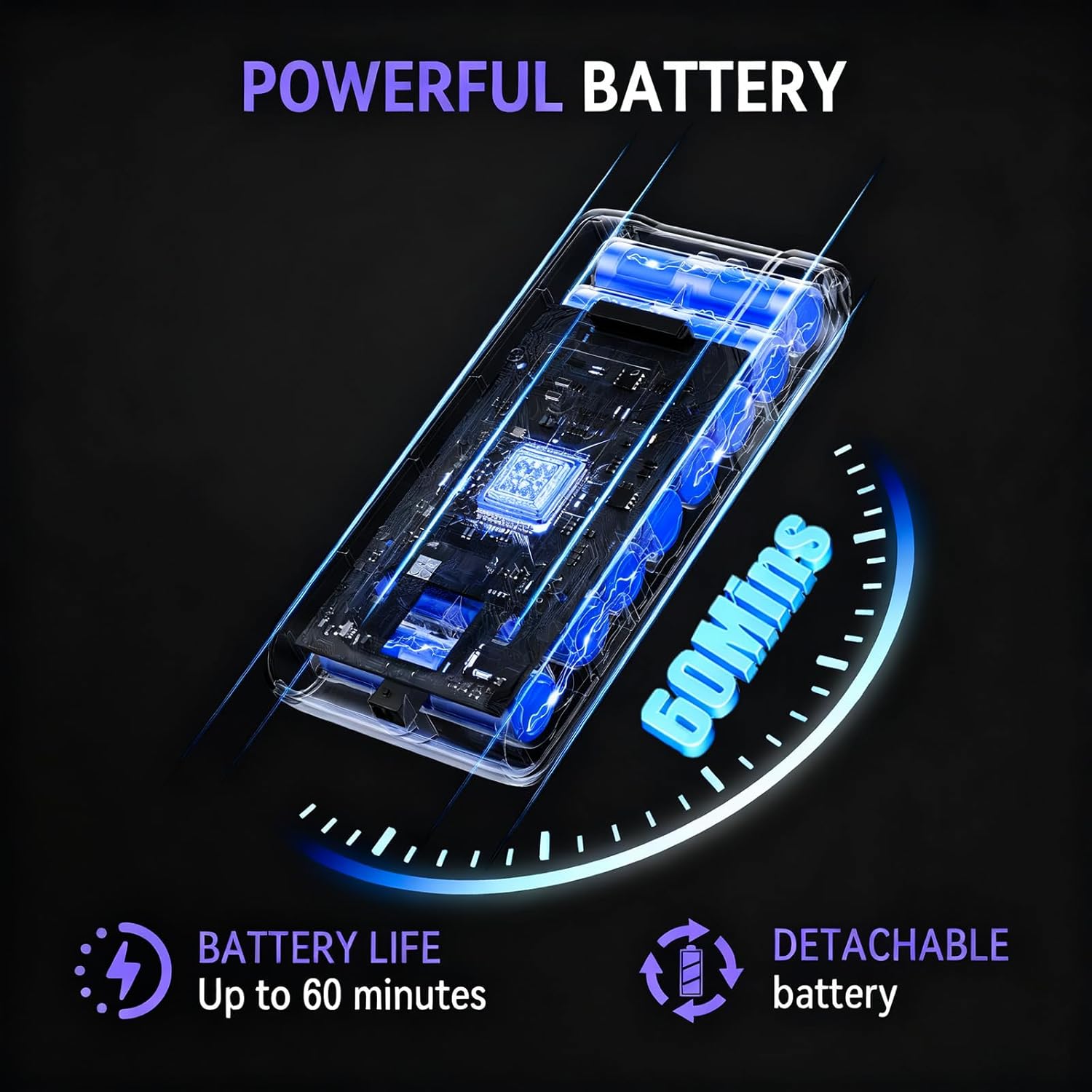 Cordless Vacuum Cleaner, 600W 55KPA 60Mins Vacuum Cleaners for Home,Anti-tangle Wireless Vacumm,Rechargeable Vacuum With Green Light,Powerful Stick Vacuum for Carpet/Hardwood Floors,Pet Hair,Purple