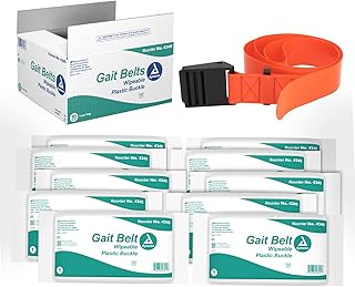 Dynarex Wipeable Gait Belts, Ensures Safe Patient Transfer & Physical Therapy, Plastic Buckle, Orange, Individually Packaged in Bags, 1 Case of 10 Dynarex Wipeable Gait Belts