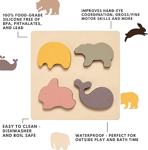Miniatura 2 de ROSIE BEE Juguete de silicona con forma de animal para niños niños pequeños bebés juguetes de mordedor para bebés apilado anidación clasificación