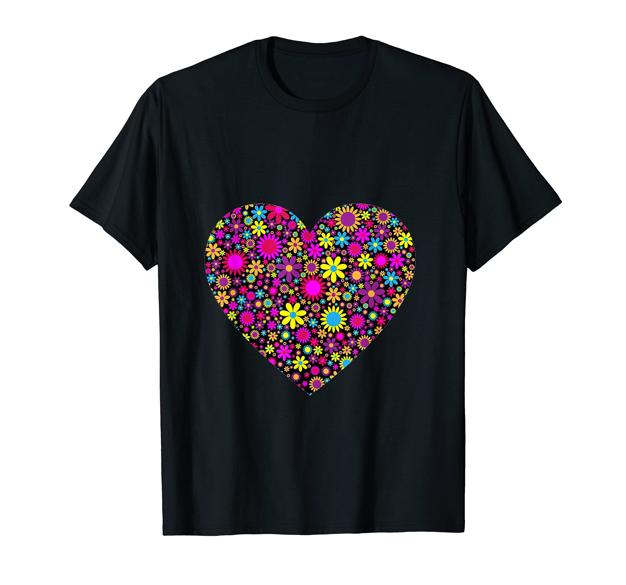 Arteez T-Shirts & TeesFlower Heart Groovy Retro Floral Pattern