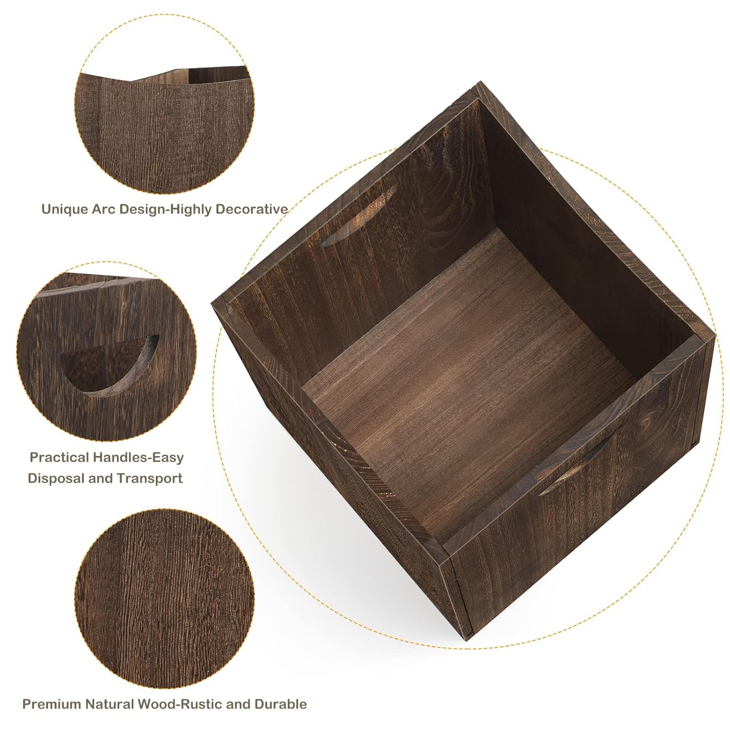 smusei Wood Trash Can 9.5 Gallon Waste Basket Bin Rustic Farmhouse Large Kitchen Garbage Can for Bedroom Living Room Bathroom Office, Rustic Brown