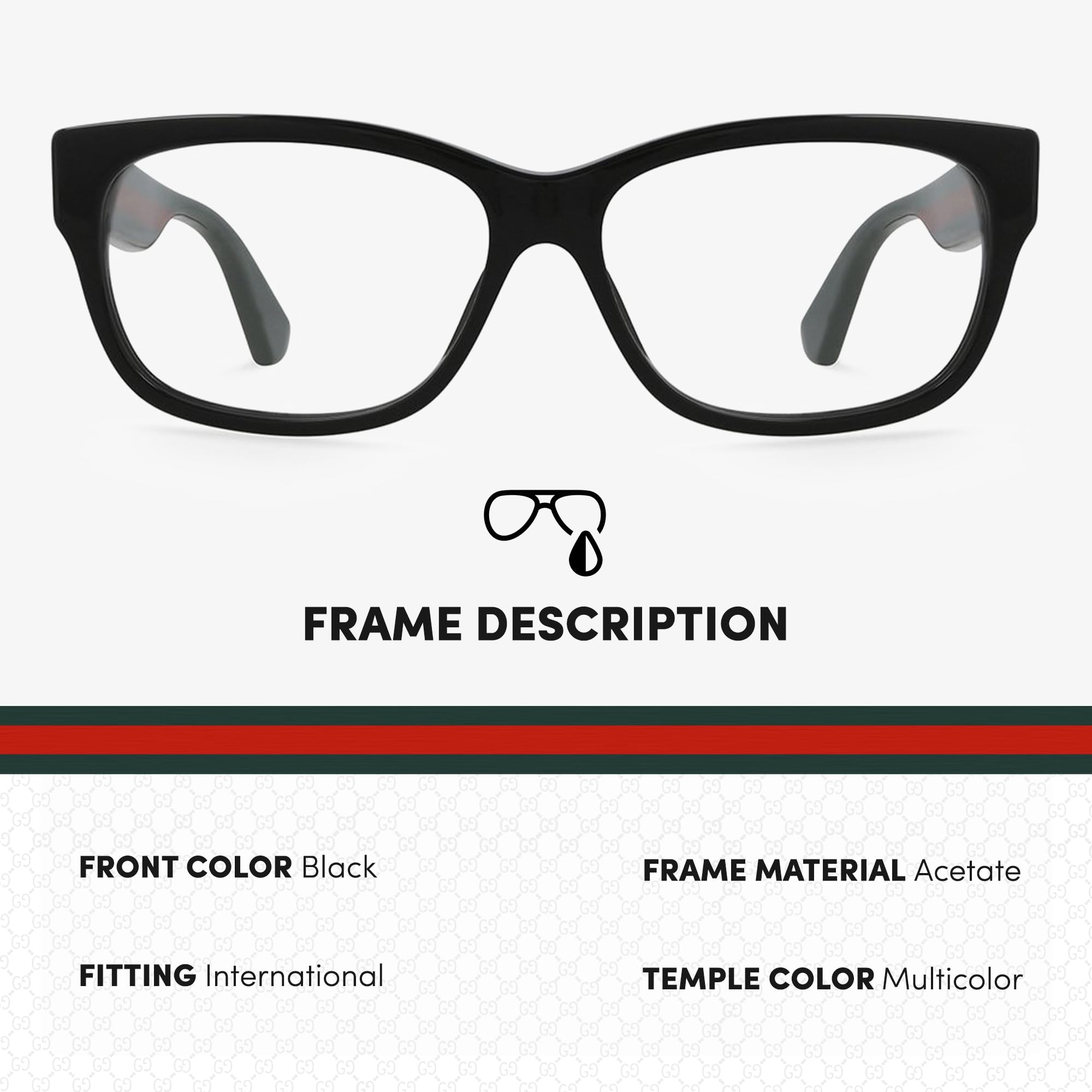 Gucci GG0278O Designer Fashion Eyeglasses Stylish Wide Rectangular Frame Eyewear with Luxury eSHADES Kit - Embrace Sophistication and Elegance