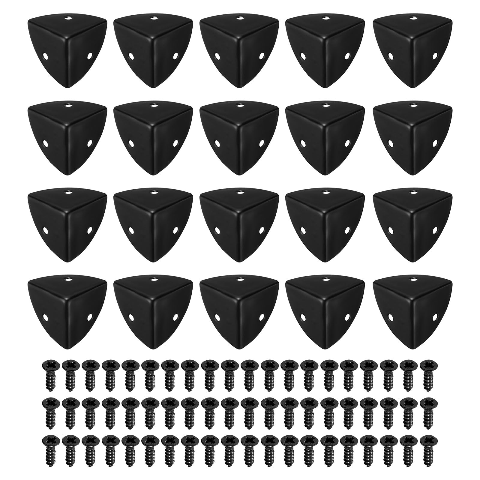 sourcing map 20 Pcs Metal Edge Guard, 28mm Decorative Box Corner Cover, Furniture Corner Edges Protector with Mounting Screws, Black