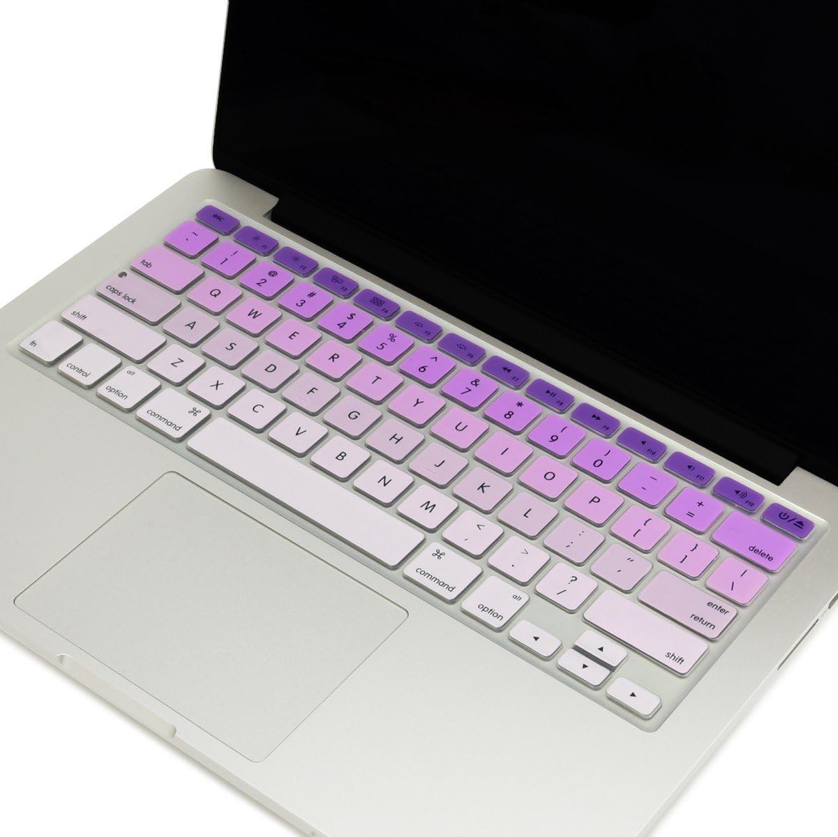 TOP CASE - Faded Ombre Series Keyboard Cover Skin Compatible with MacBook 13" Unibody/Old Generation MacBook Pro 13" 15" 17"/MacBook Air 13"/Wireless Keyboard-Purple&White