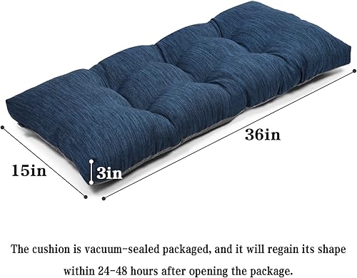 Miniatura 3 de baibu Cojín de banco clásico de color sólido de 36 pulgadas con lazos, súper suave, para interiores y exteriores, cojín de espuma de tamaño estándar
