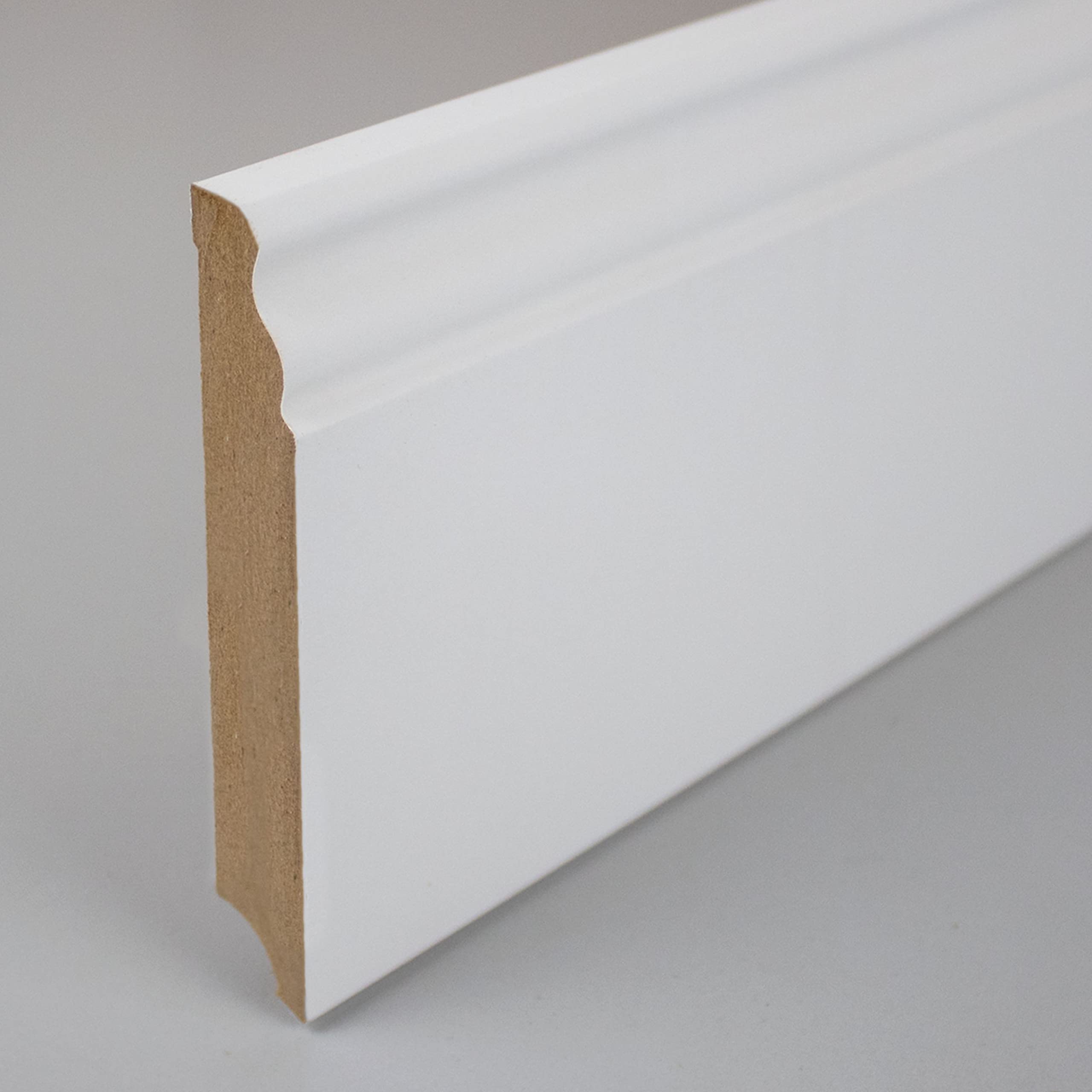 PROVISTON | Zócalo | Perfil Berliner | 16 x 100 x 2500 mm | MDF laminado | Blanco | aproximadamente RAL 9016 | Zócalo de Hamburgo | 25 metros