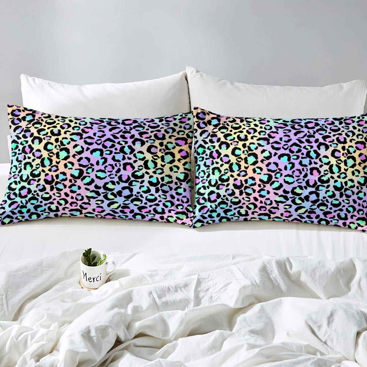 Leopard Comforter Cover Cheetah Bedding Set for Kids Girls Women Africa Leopard Duvet Cover Stylish Bright Colorful Animal Skin Bedspread Cover King Size - Image 3