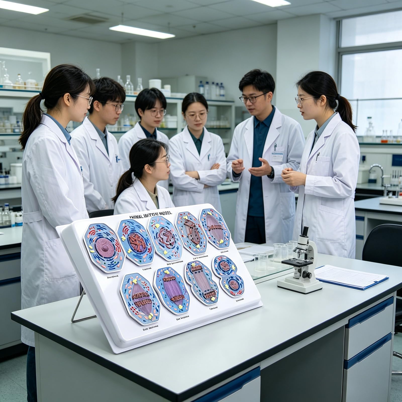Modelo de demostración de mitosis anatómica Ayuda didáctica en de biología con fases de mitosis celulares extraíbles para períodos de laboratorio de ciencias