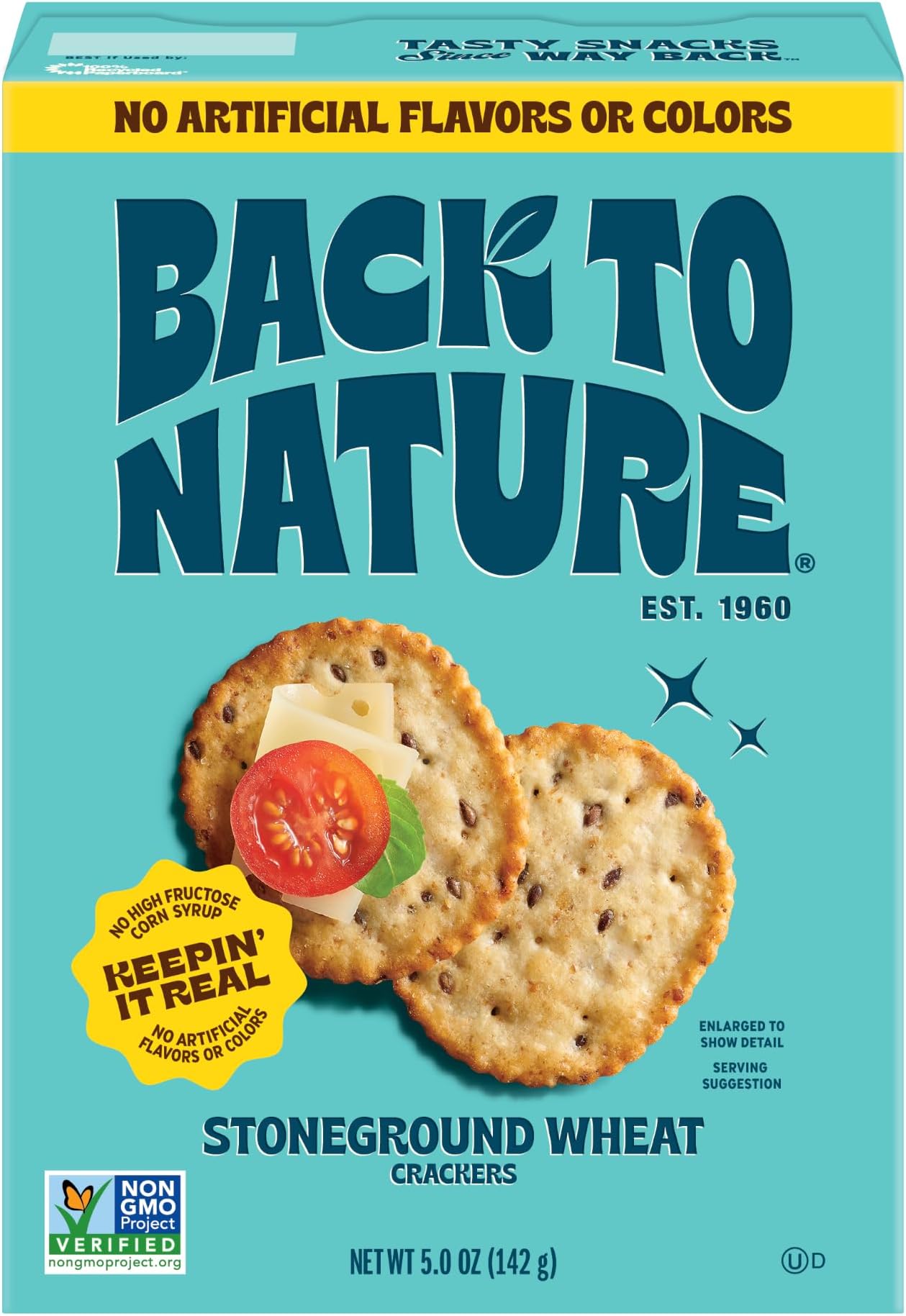 Stoneground Wheat Crackers - Made with Real Ingredients like Whole Grains and Flax Seed - Non-GMO - 5 Ounce