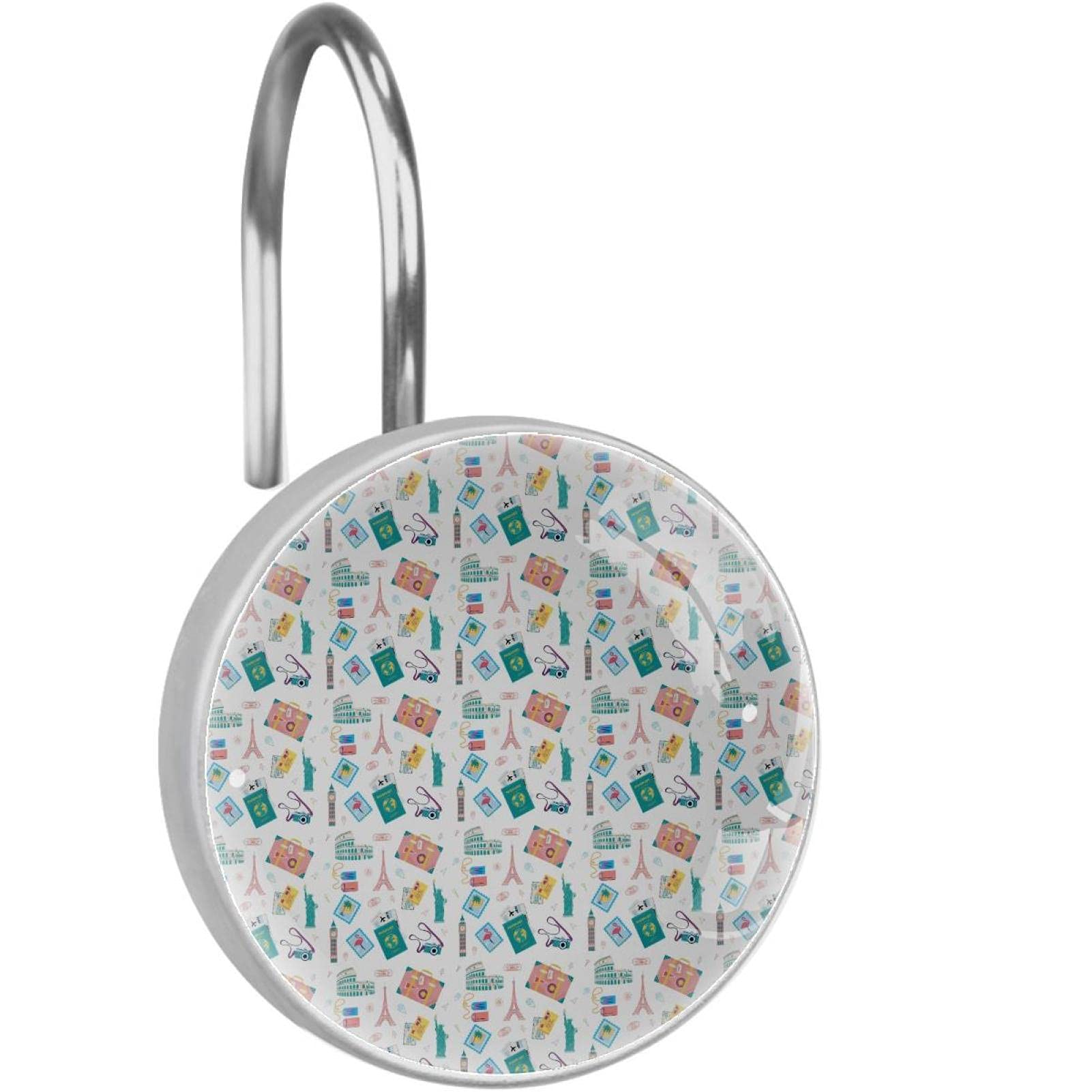 Crochets pour rideau de douche en acier inoxydable et anneaux decoratifs salle de bain Big Ben