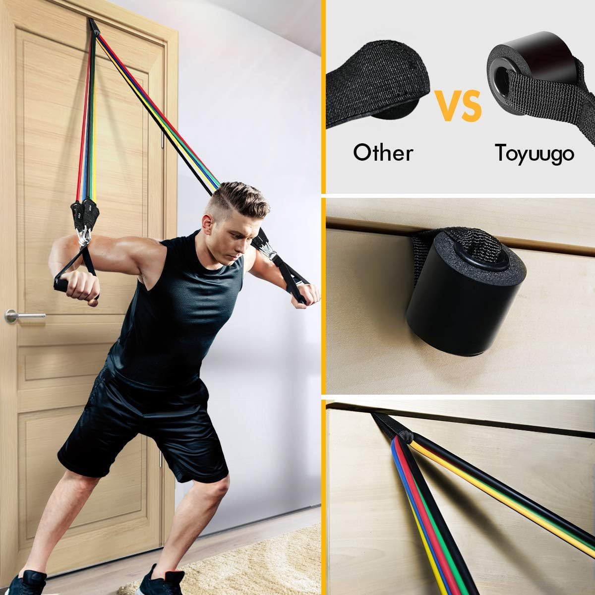 Resistance Bands Set for Men & Women(11Pcs) , 5 Pieces Fitness Workout Bands Stackable up to 150 lbs, Exercise Bands can be Strapped with Door Anchor，Handles and Ankles for Resistance Traning