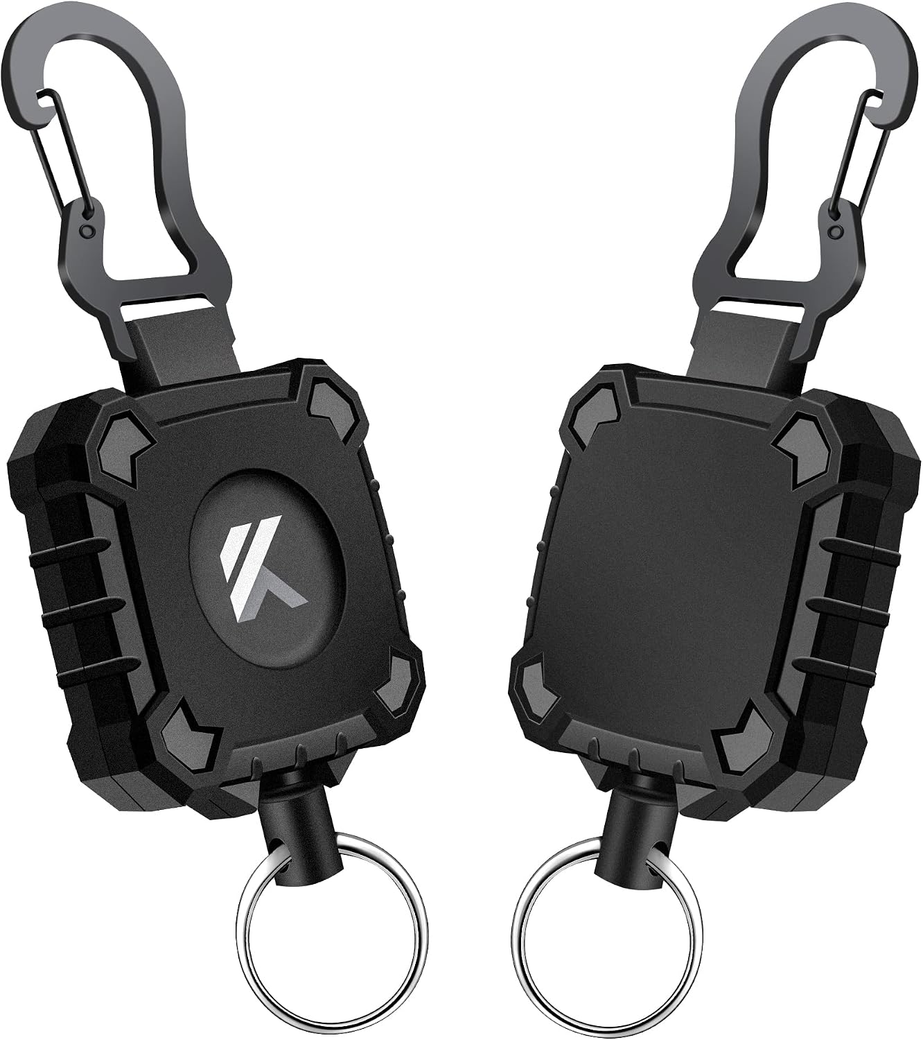 2 Pack Retractable Badge Holders, Heavy Duty Retractable Keychain, 1.49oz, 23.6" Steel Wire Cord & Key Ring, up to 8oz id Badge Reel for Office Staff, Worker, Outdoor Activity Enthusiasts