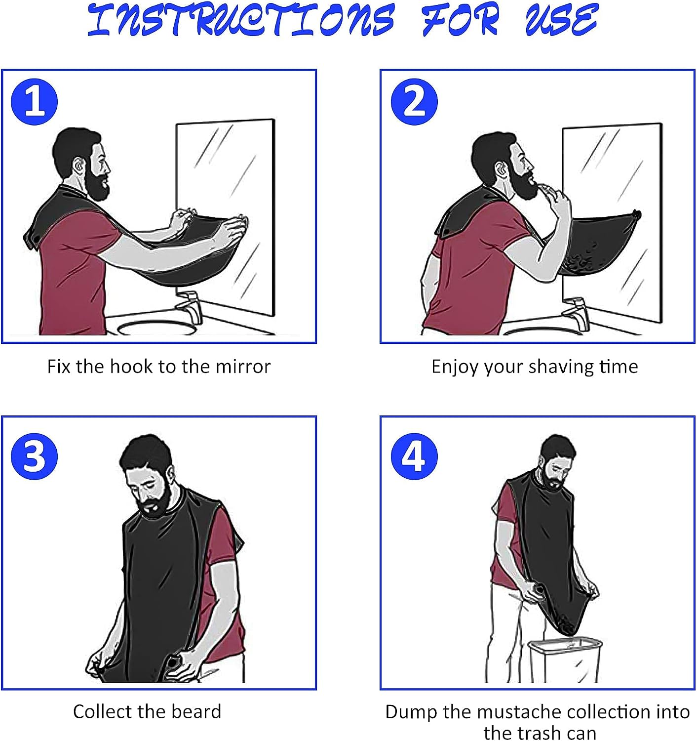 Beard Bib Beard Apron, Beard Hair Catcher for Men Shaving & Trimming, Non-Stick Beard Cape Grooming Cloth, Best Gifts for Men