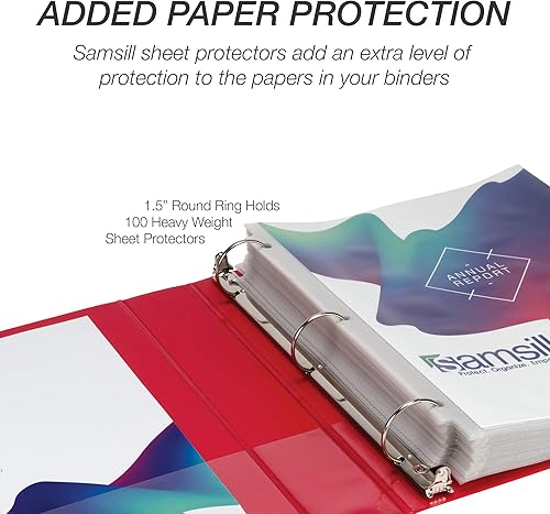 Vista 78 de Samsill (MP128587) - Carpeta de 3 anillos redondos de 3 pulgadas, fabricada en los EE. UU., con cubierta transparente personalizable para insertos