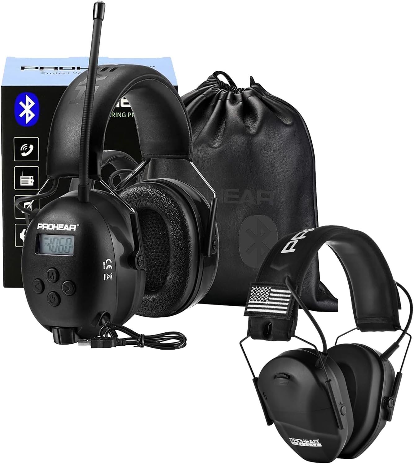 PROHEAR 033 Upgraded Bluetooth Hearing Protection Headphones - EM011 Slim Electronic Shooting Earmuffs – 23dB NRR Hearing Protection for Youth & Women