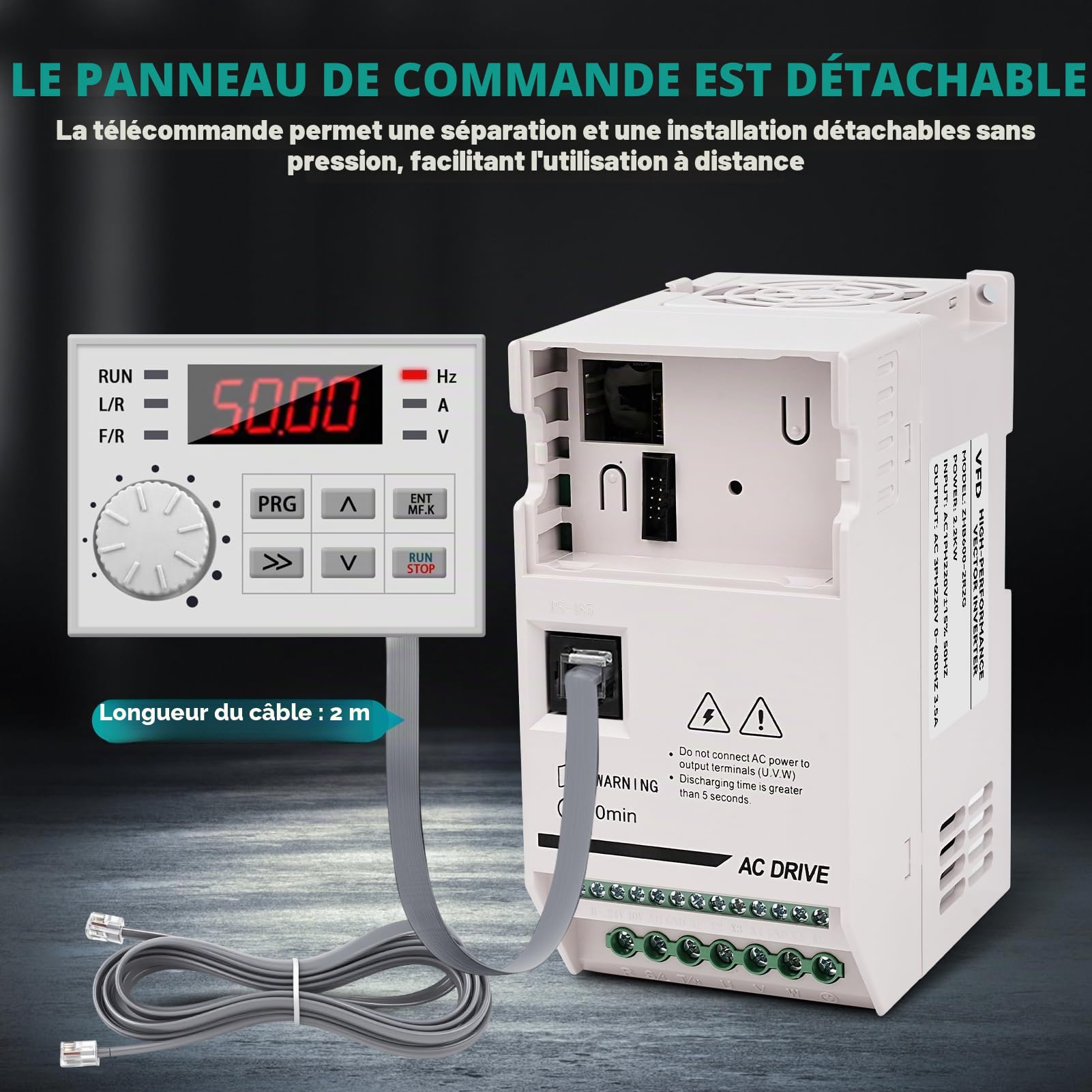 Variateur de Fréquence VFD Variateur 220V mono 380V tri Convertisseur de Fréquence CNC 2.2KW Transformateur 220V 380V, aux Ventilateurs, Pompes, Convoyeurs, ZHB600-2.2KW