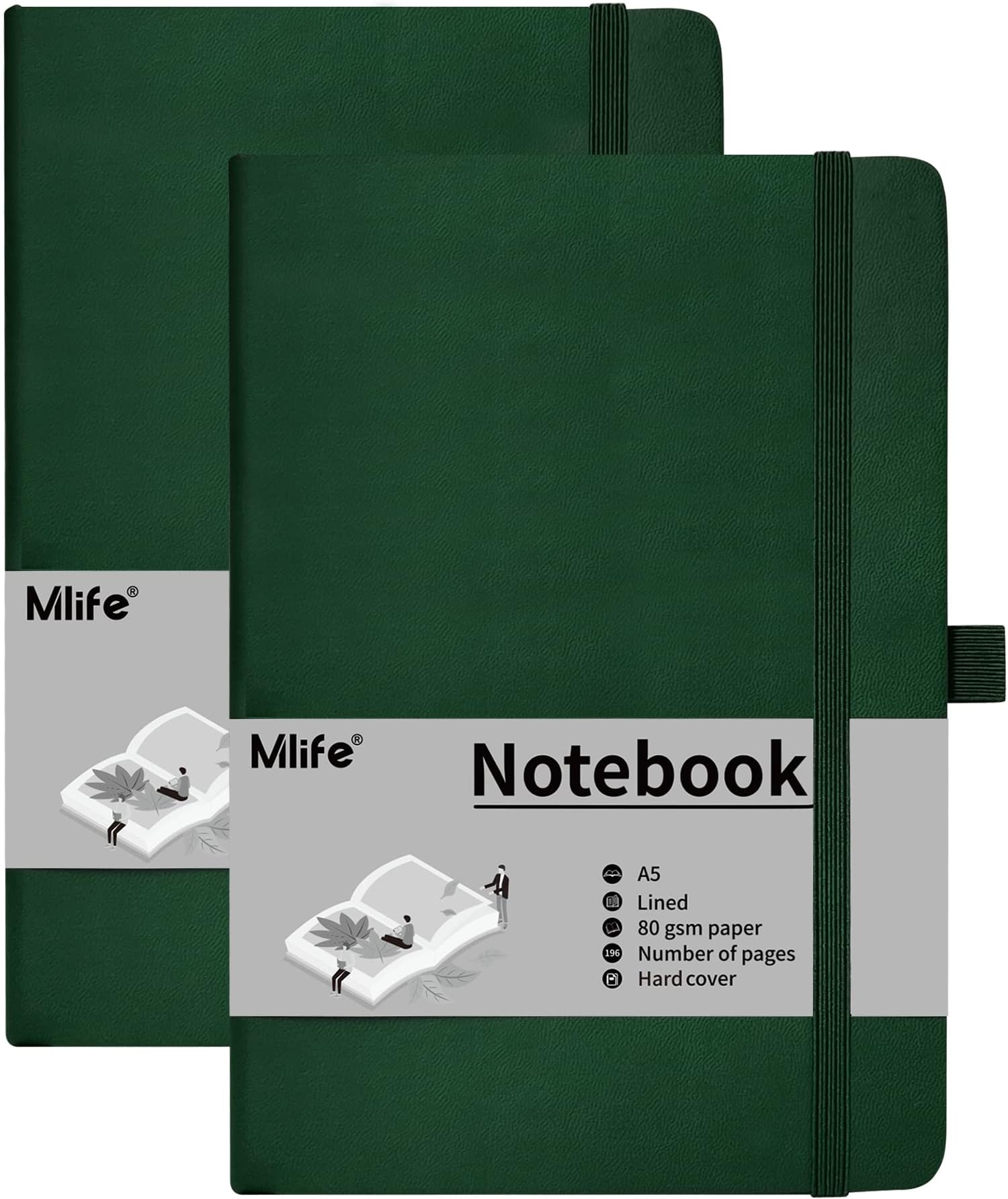 Ynkkvre A7 Notizbuch Set - 2 Hardcover Notizbücher Mit Gummizug, Perfekt Für Unterwegs