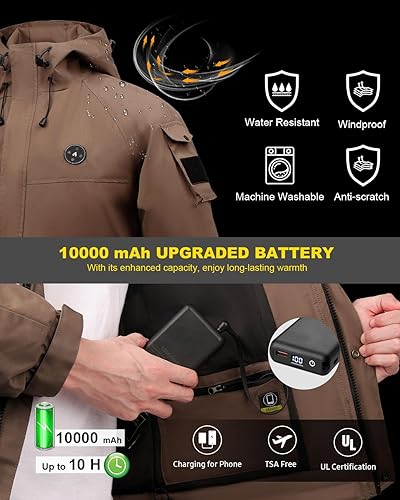 Miniatura 3 de Chaquetas térmicas para hombres con batería, abrigo térmico para mujeres y hombres, sudadera con capucha térmica impermeable para hombres