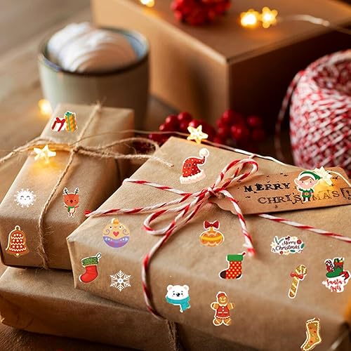 Miniatura 4 de 100 hojas de calcomanías de Navidad, más de 1200 calcomanías de Navidad para manualidades, calcomanías de vacaciones para regalos de Navidad,