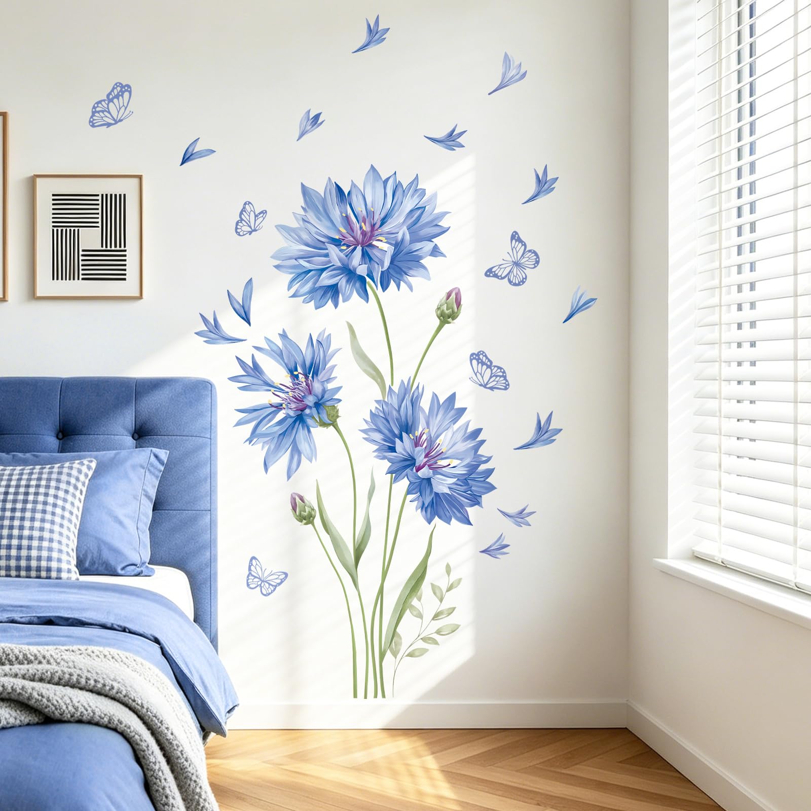 Flor azul vinilos decorativos de alta definición para salones sofisticados