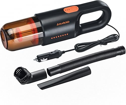 Suds Lab V2 - Aspiradora de coche Kit profesional de limpieza profunda Aspiradora portátil de mano de alta potencia de 12 V CC con accesorios (3
