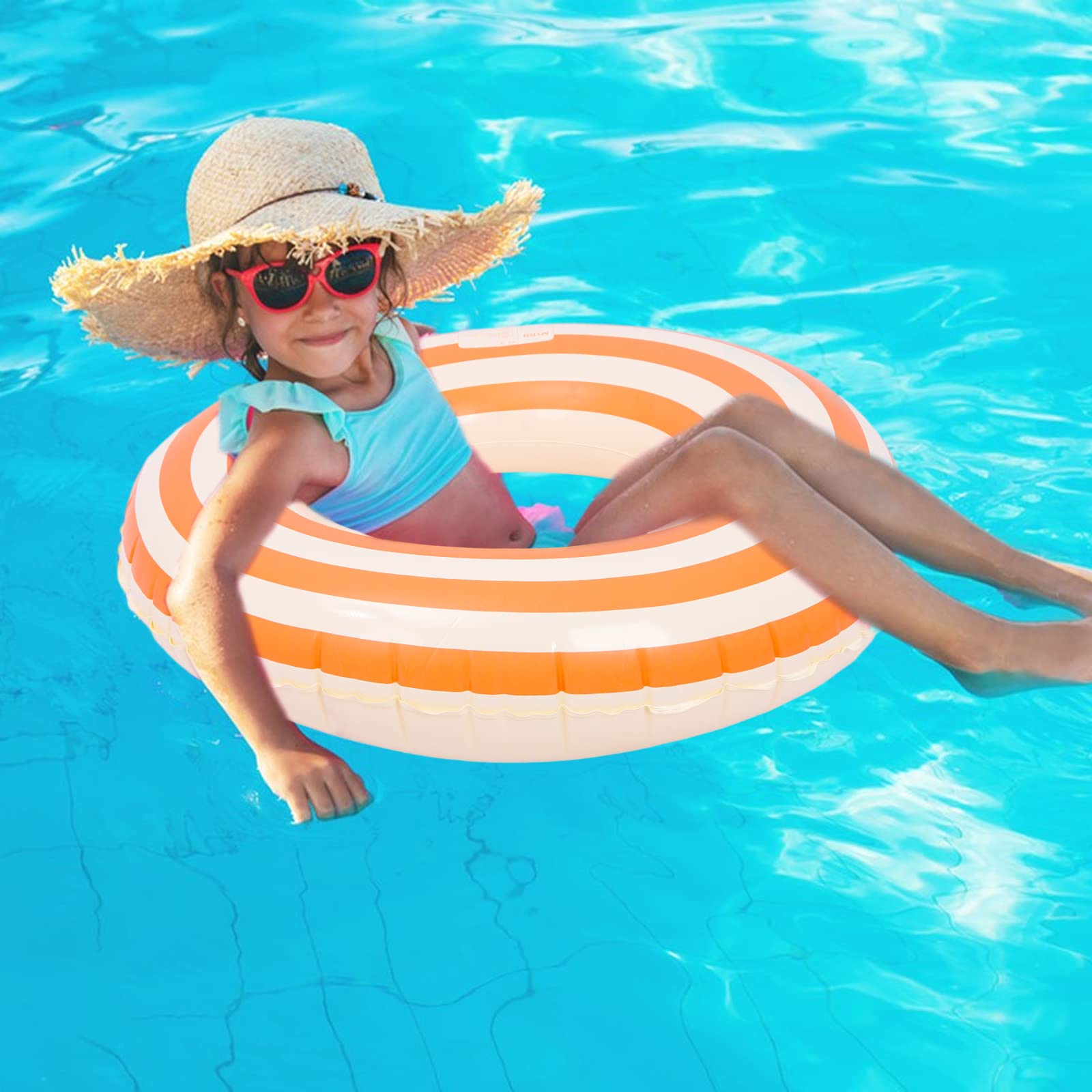 Gukasxi Bouée Gonflable Rayée Vintage - Flotteur Épais Natation Enfants Et Adultes, 50cm Ou 75cm