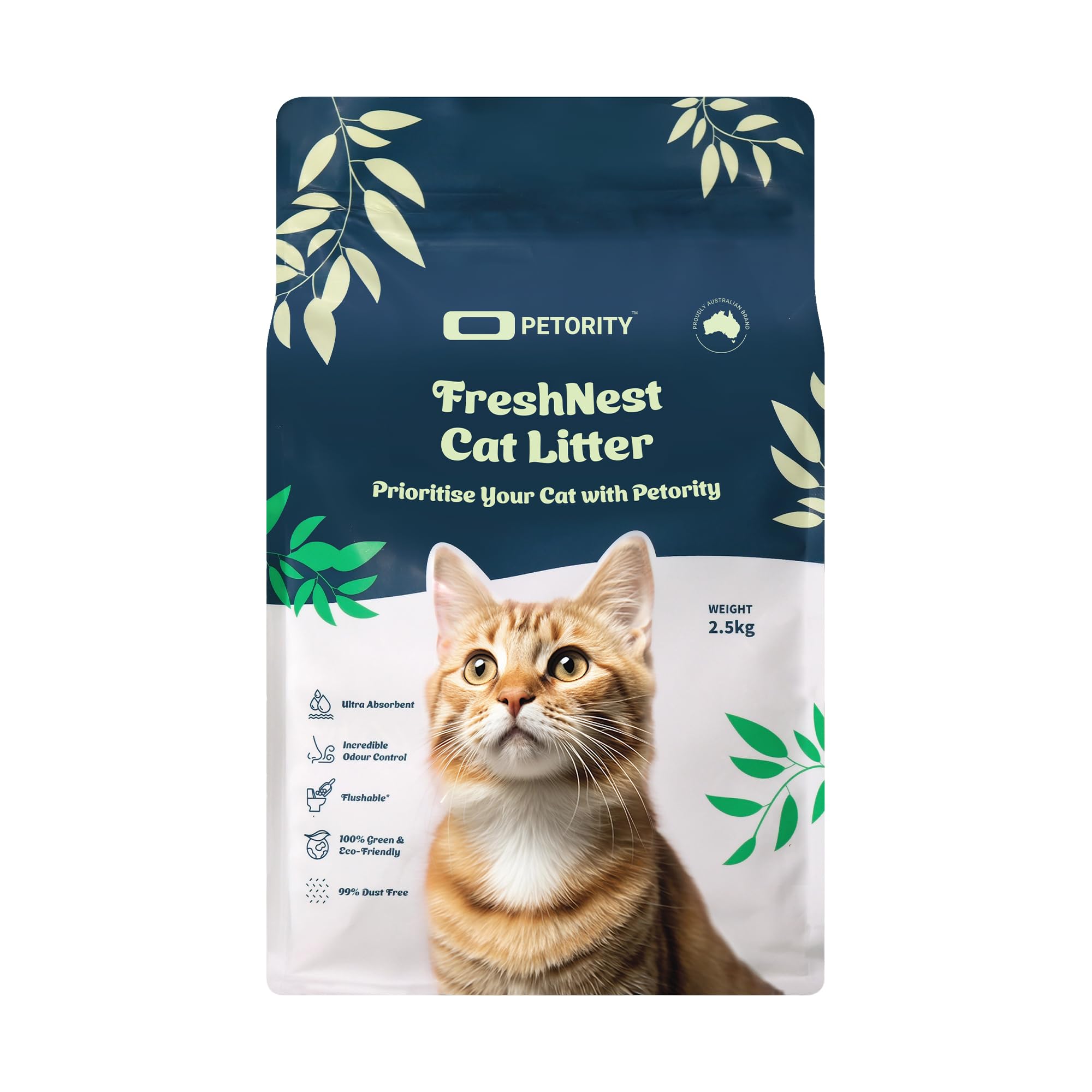 PETORITY Tofu Cat Litter 2.5kg, Clumping Quadruple Odor Control Litter