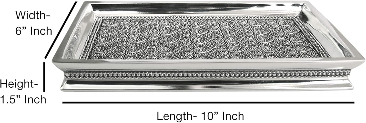 nu steel Beaded Heart Resin Storage Organizer Tray for Bathroom Vanity Countertops, Closets, Dressers - Holder for Watches, Earrings, Makeup Brushes, Reading Glass, Perfume, Guest Hand Towel