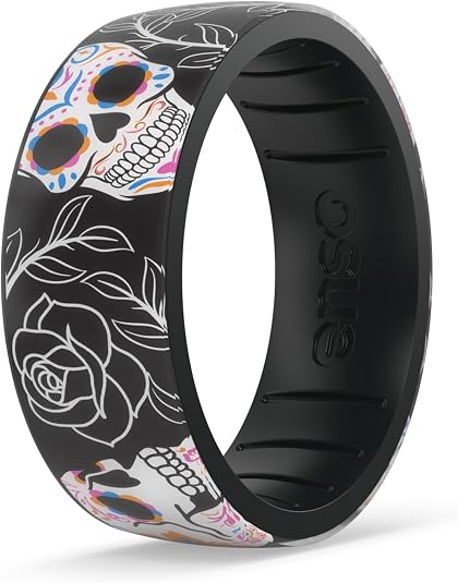 Enso Rings Etched Sugar Skulls 3.0 Silicone Rings - Comfortable and Flexible Design