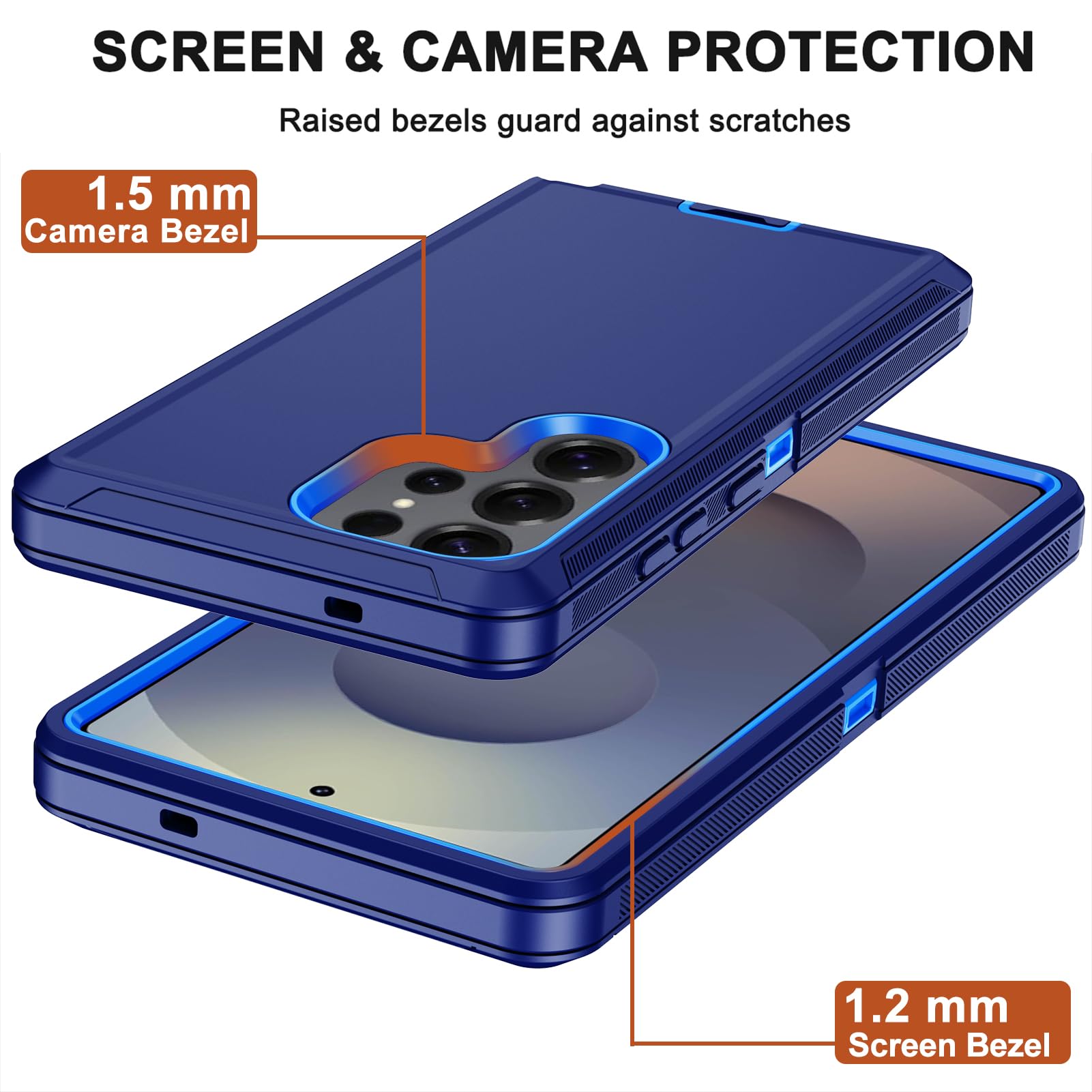 Custodia per Samsung Galaxy S25 Ultra con clip da cintura | 2 pellicole protettive per lo schermo, resistenti e di grado militare, corpo intero, cavalletto robusto