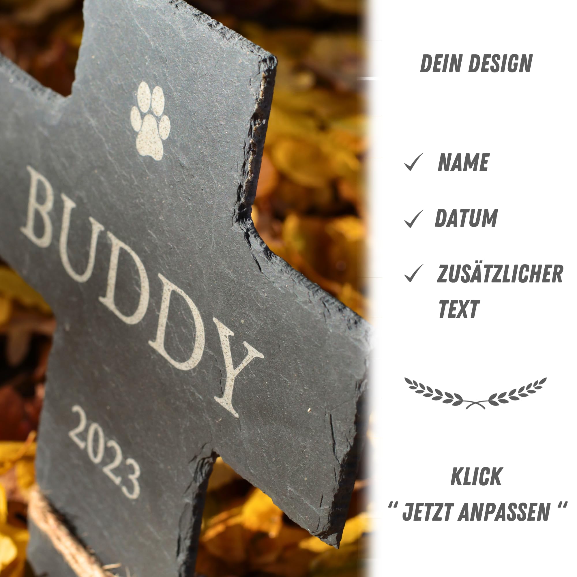 Croce per animali con incisione personalizzata, dimensioni: 30 x 20 cm, pietra commemorativa per cani, gatti e altri animali domestici, regalo funerale