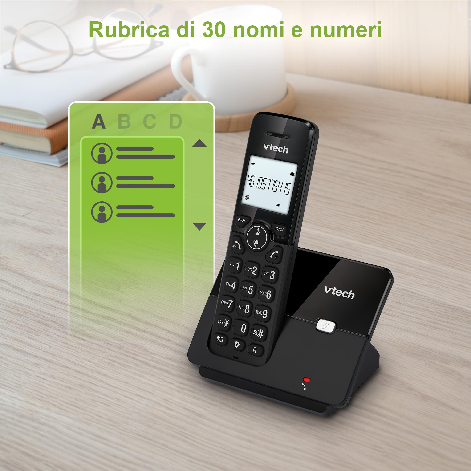 VTech CS2001 Teléfono inalámbrico Casa dúo con Manos Libres y Bloqueo de Llamadas, DECT Teléfono Fijo, identificador de Llamadas, Pantalla retroiluminada, Teclas Grandes, 30 libreta de direcciones