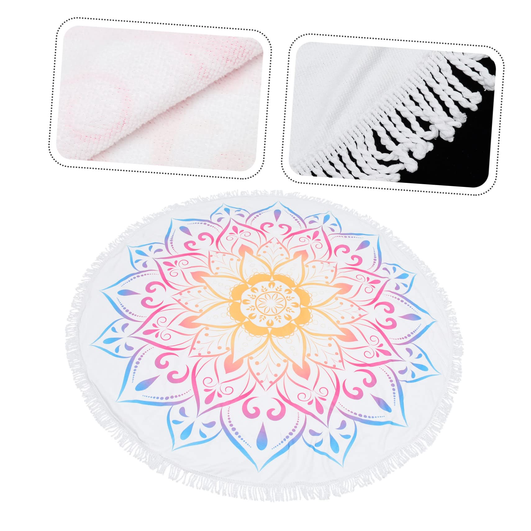 PRETYZOOM 2 Pz Telo Mare Mandala Coperta Per Telo Mare Telo Piscina Multifunzione Coperte Leggere Asciugamani in Microfibra Per Il Corpo Asciugamano Hippy Fibra Superfine Bianca