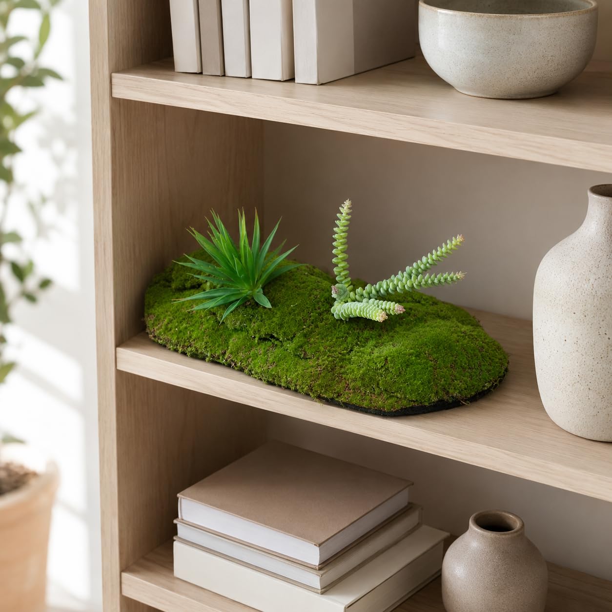 Artificial para Dioramas, Decoración Interiores, con Piedras, 25x20x17cm, Verde/Gris/