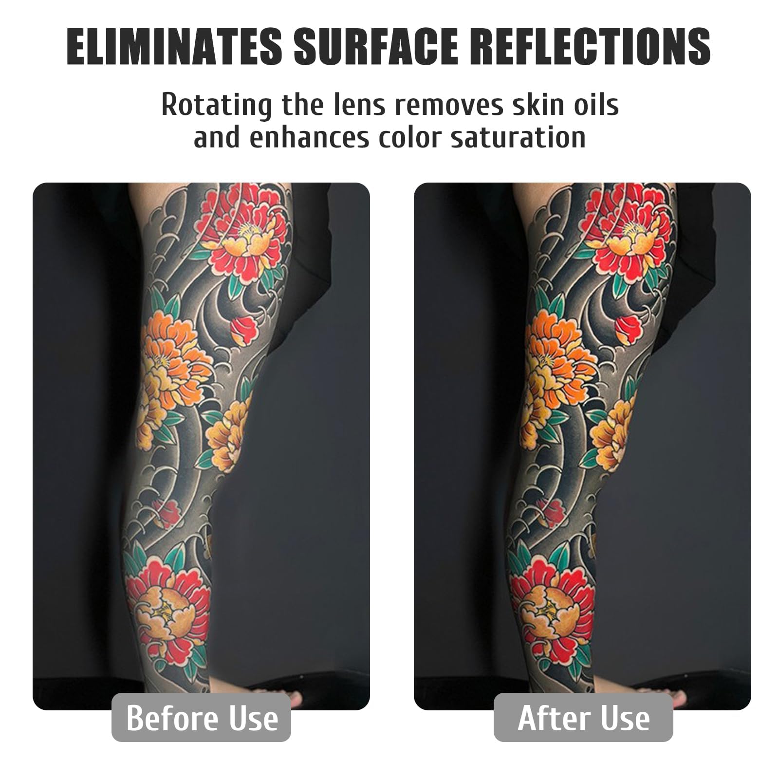 Kit Lumière LED pour Tatouage avec Filtre CPL 52mm Anti Reflets, Idéal pour Créer du Contenu TikTok Youtube Compatible avec Smartphone Tablet et Appareil Photo
