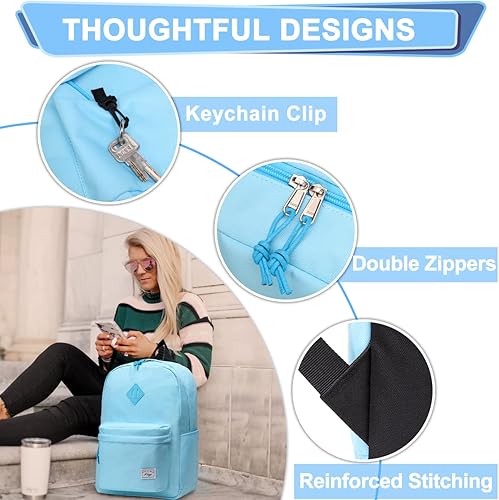 Miniatura 8 de Kasqo Mochila para mujeres y hombres, mochila clásica ligera y resistente al agua para adolescentes, niñas, niños, mochila informal de viaje escolar