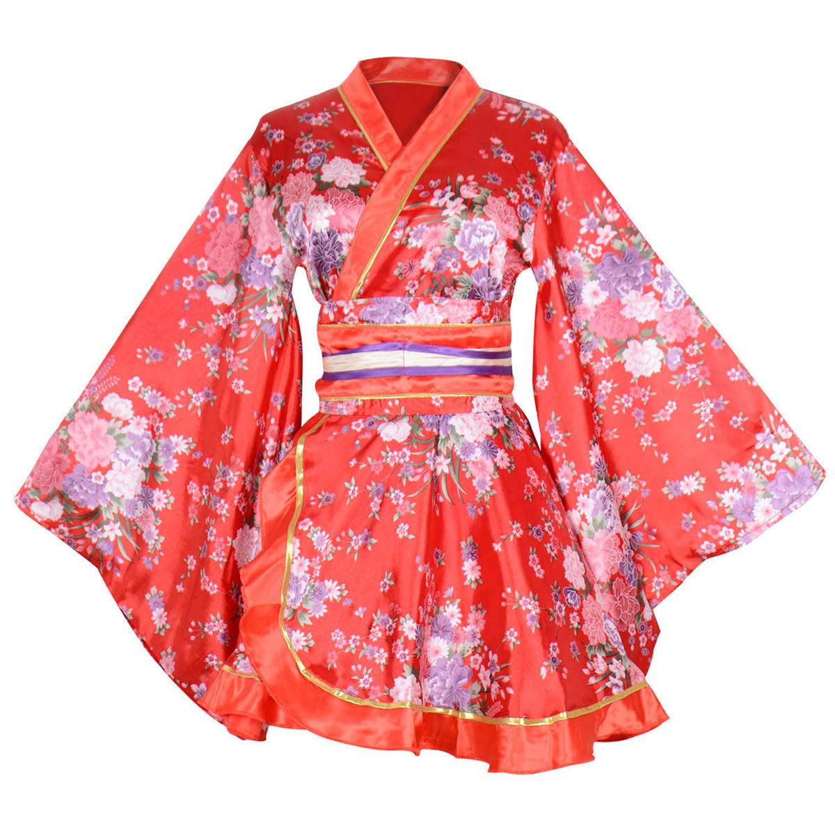 Amazon.co.jp: セクシー 着物ドレス 花魁 コスプレ衣装 ショート丈 花 
