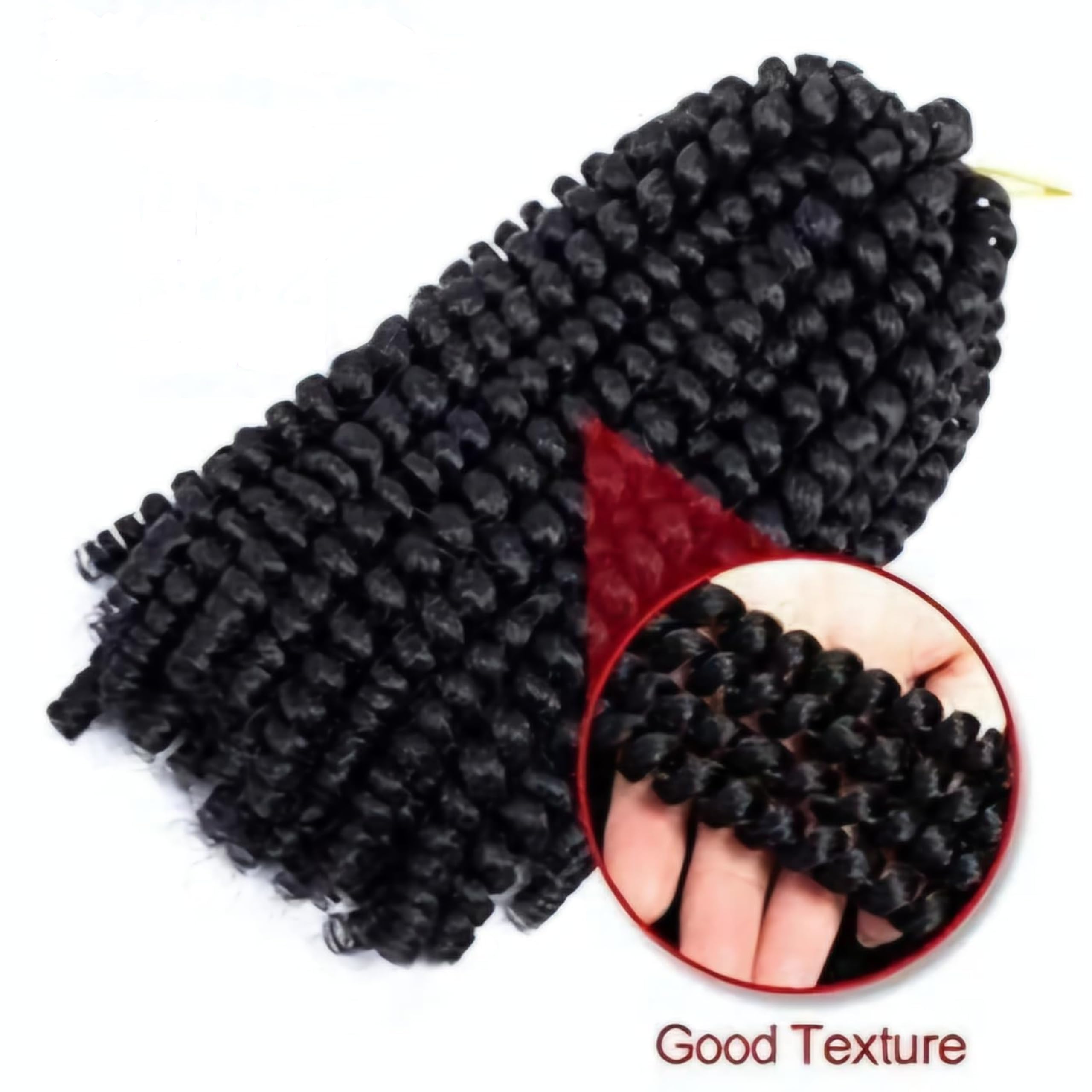 Spring Twist Hair - extension per trecce a crochet capelli dall’ aspetto naturale - Kanekalon 90 ciocche 330 grammi divisi in 3 pezzi + 3 accessori in omaggio (1B, 8" 20cm)