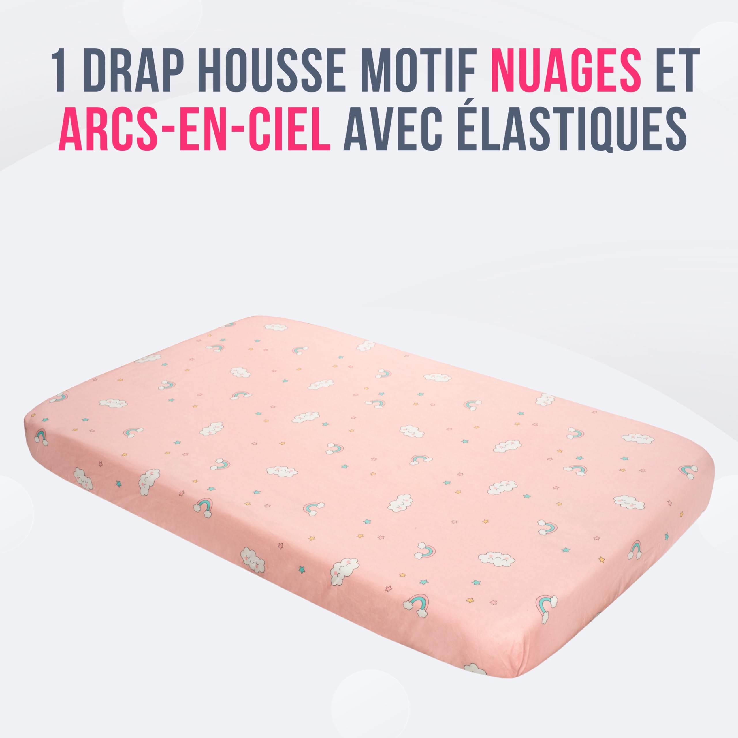 GOYSILA Drap Housse Cododo Bebe 2 pièces 100% Coton + 1 Alèse Protégé Certifié Oeko-Tex Compatible Berceau Chicco Cosleeping Magic Kinderkraft Safety Matelas 50x83 (des Nuages)