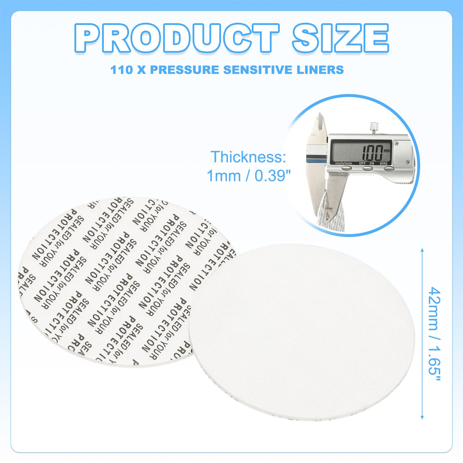 PATIKIL 110Pack Foam Lid Liner, 42mm/1.65" PS Foam Resistant Tamper Pressure Sensitive Seal for Bottle Cap Liners Seals - Image 2