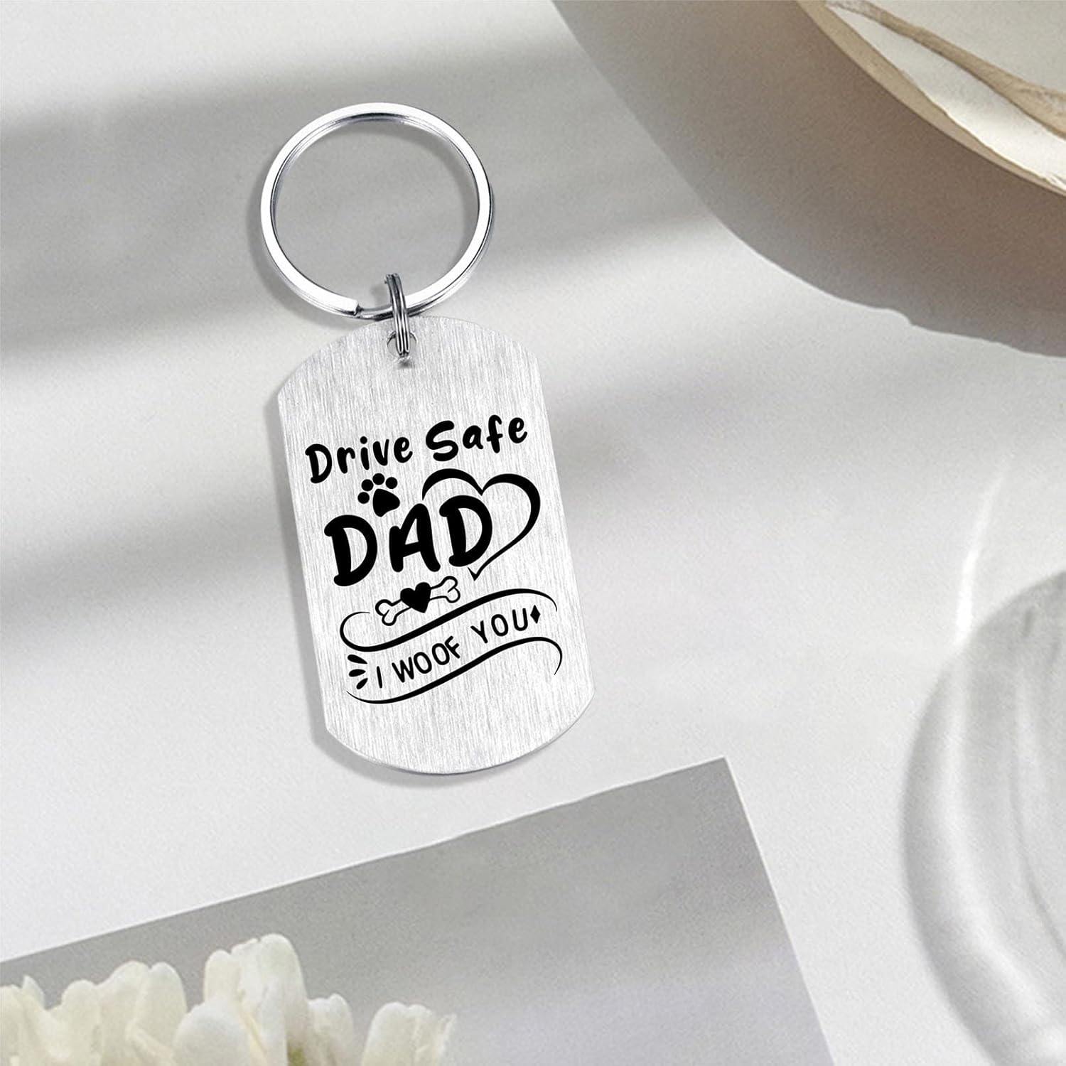 Alotozo Dog Dad Gifts for Men - Dog Dad Keychain Gift from Dogs, Drive Safe Daddy Engraved Stainless Steel Keychain, Dogs Lover Gift for Father - Image 5