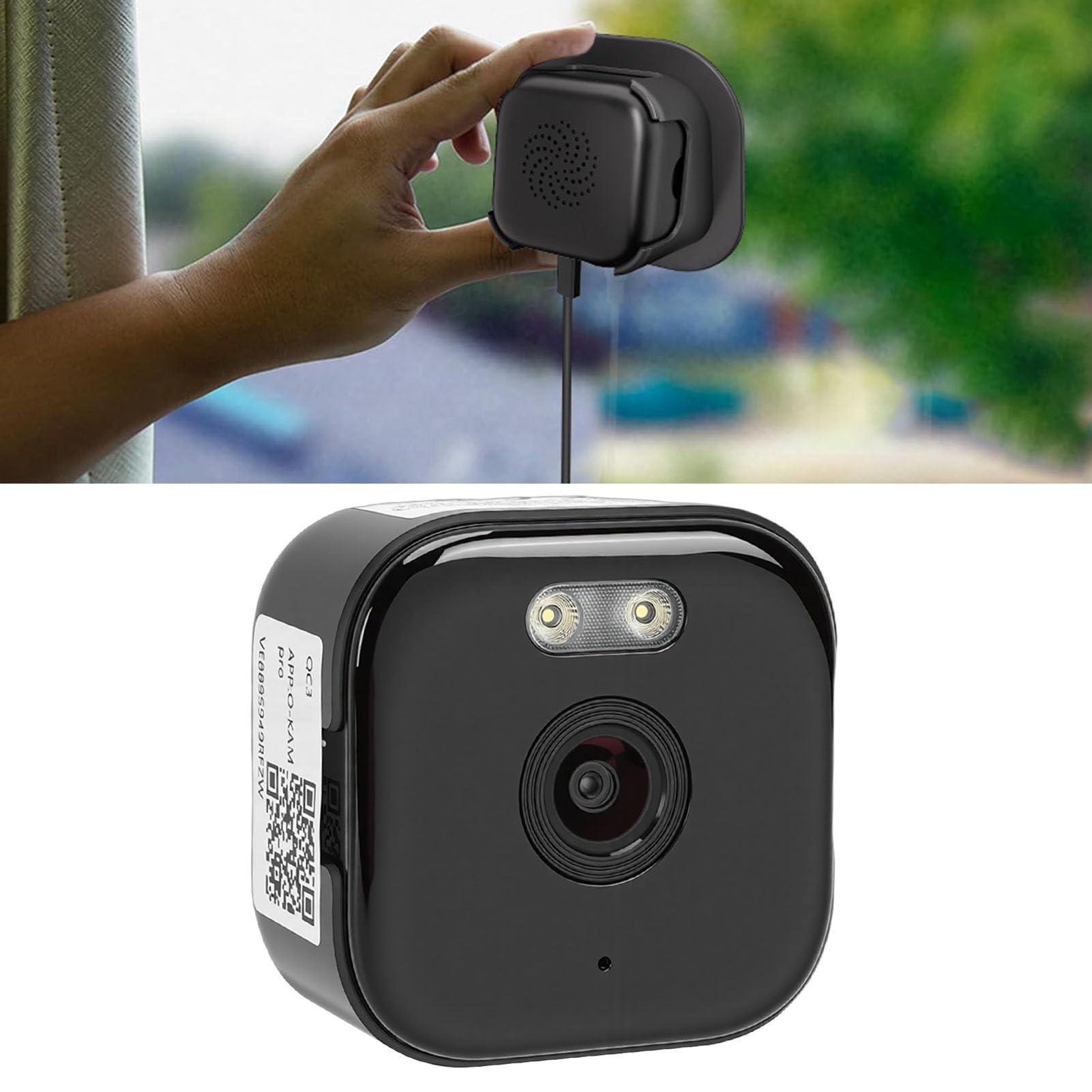 GOWENIC 2K Window Camera, Indoor Camera with Dual Band WiFi and Bluetooth, Color Night Vision, Motion Detection, Real Time Alerts, 2-Way Audio, Adhesive Installation - 1
