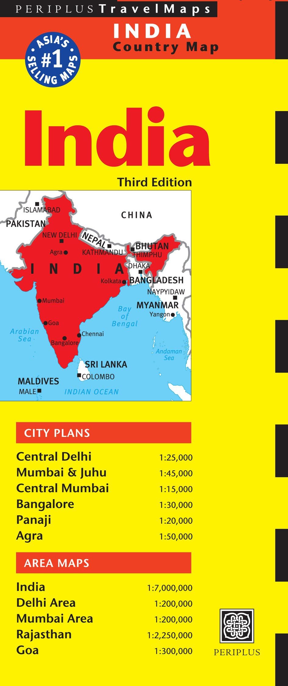 India Travel Map Third Edition by Periplus Editors (Sheet map 2013)